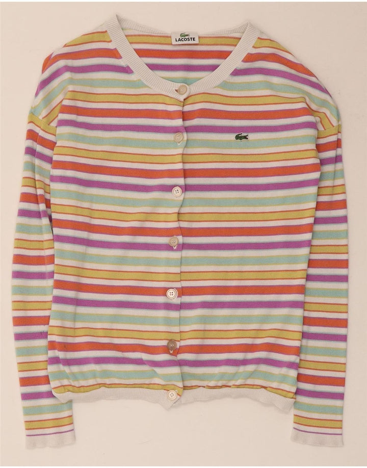 Lacoste Womens Crop Cardigan Sweater Size 36 Small Multicoloured Striped