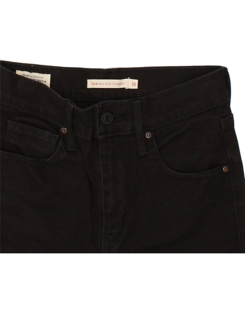 LEVI'S Womens 724 High Rise Straight Jeans W26 L26 Black Cotton Vintage Levi's and Second-Hand Levi's from Messina Hembry 