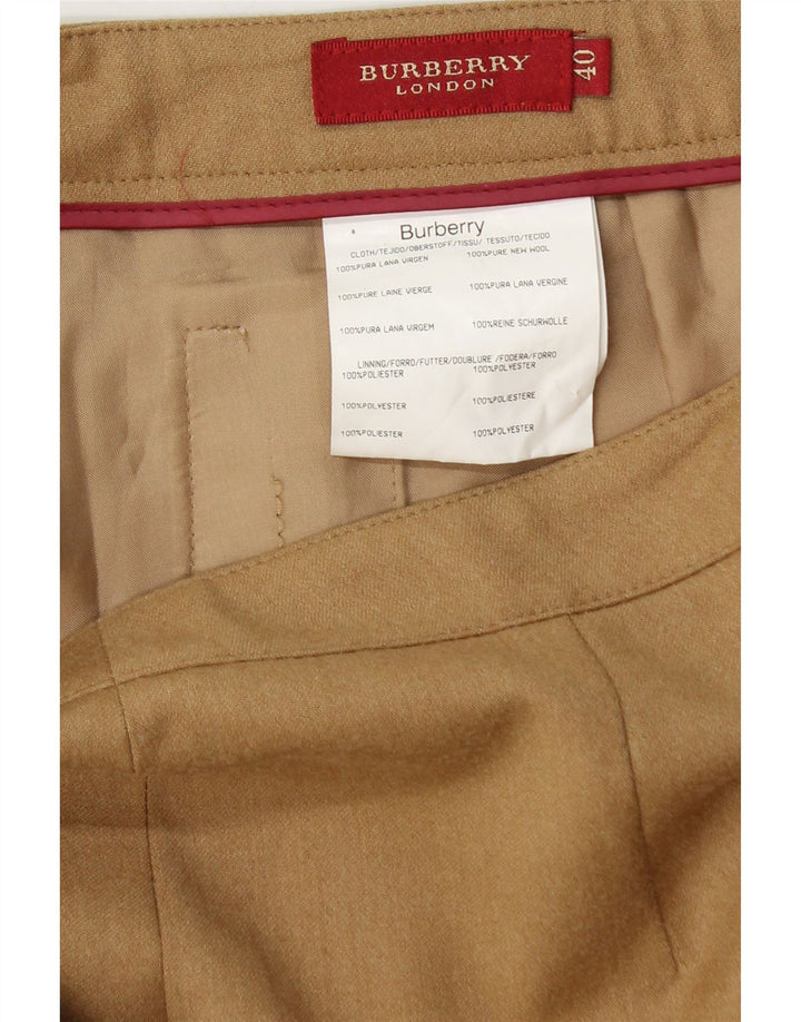 BURBERRY Womens Straight Suit Trousers EU 40 Medium W30 L29 Brown