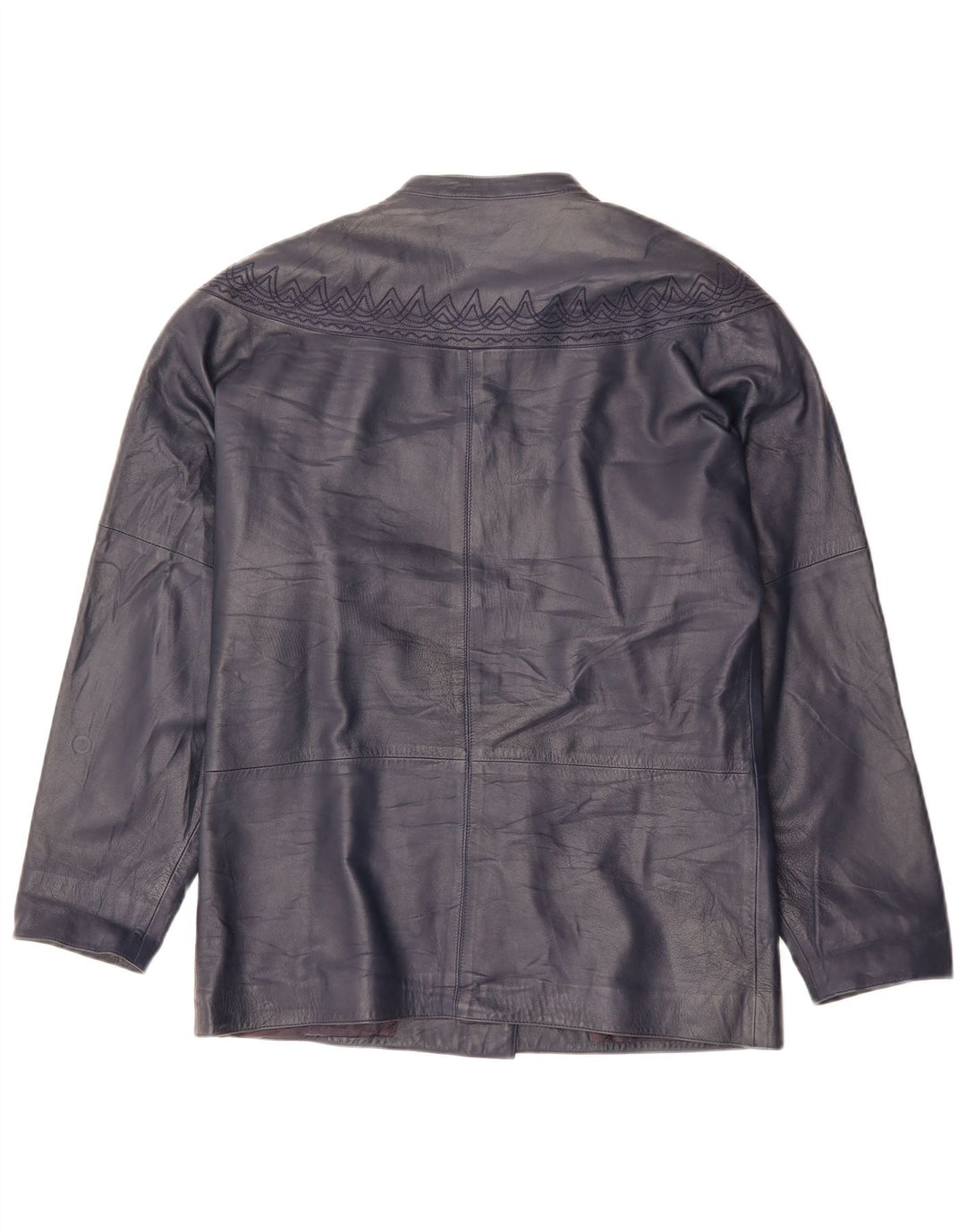 GENNY Womens Oversized Leather Jacket EU 34 XS Navy Blue