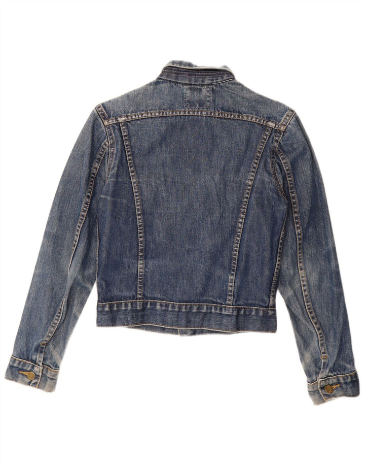 LEE Womens Crop Denim Jacket UK 10 Small Blue Cotton