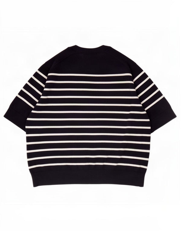 Marks & Spencer Womens V-Neck Jumper Sweater UK 16 Large Navy Blue Striped