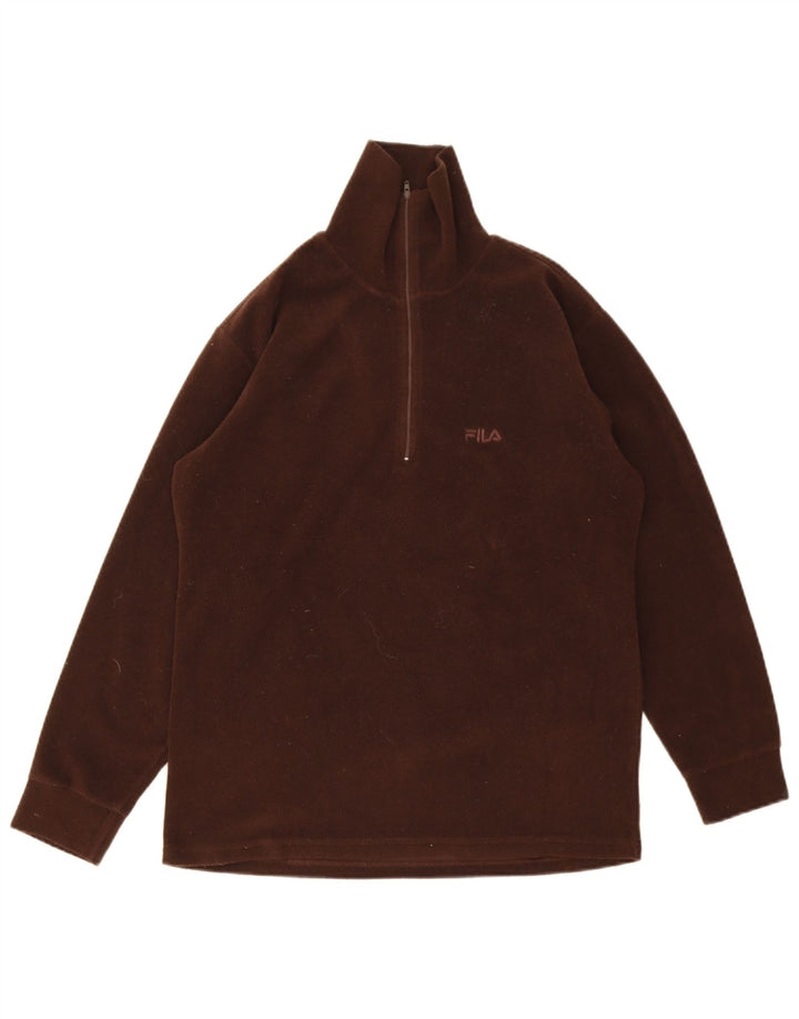 Fila Mens Zip Neck Fleece Jumper Medium Brown