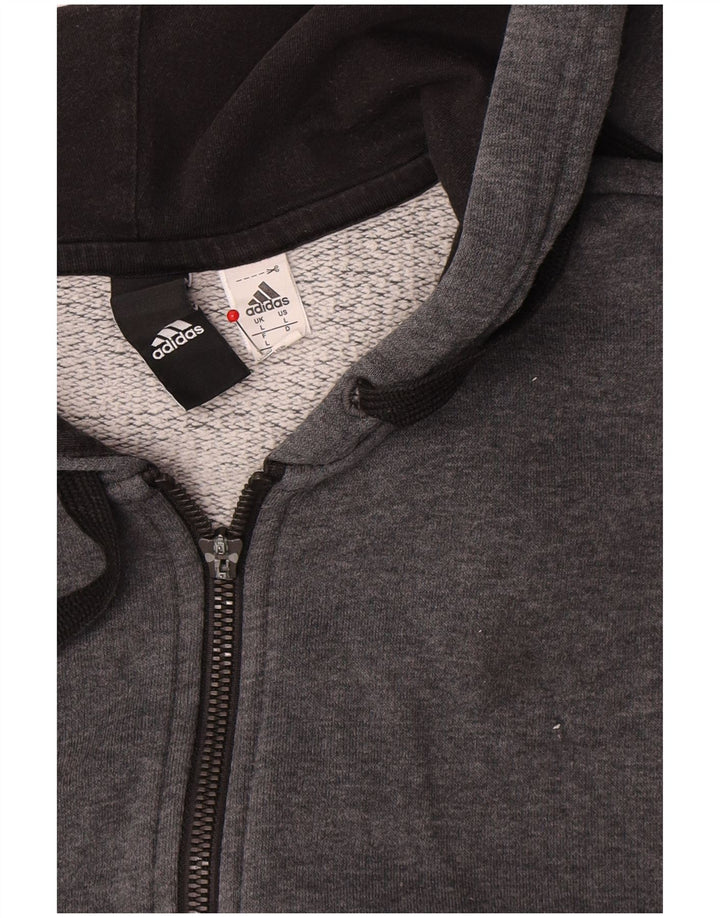 Adidas Mens Zip Hoodie Sweater Large Grey Cotton