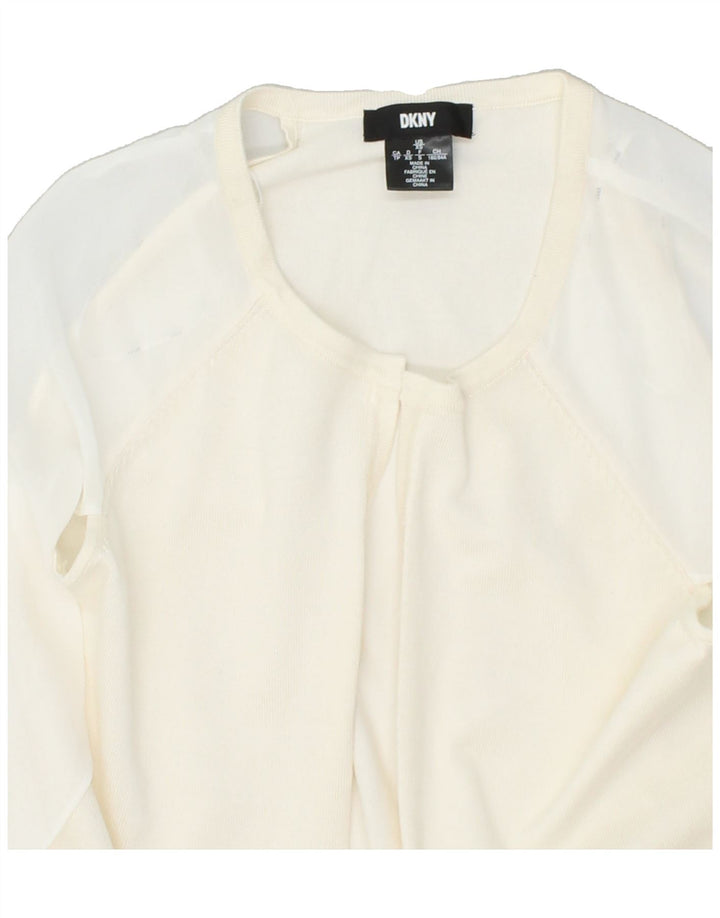 DKNY Womens Cardigan Sweater UK 6 XS White Rayon Vintage Dkny and Second-Hand Dkny from Messina Hembry 