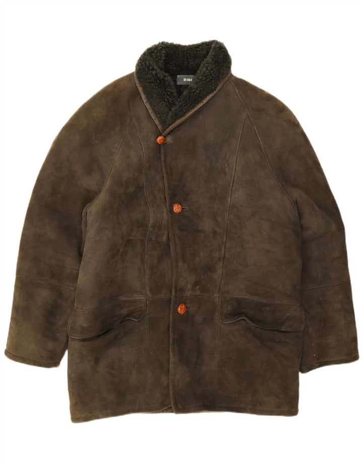 Dibi Mens Shearling Coat IT 50 Large Khaki Shearling