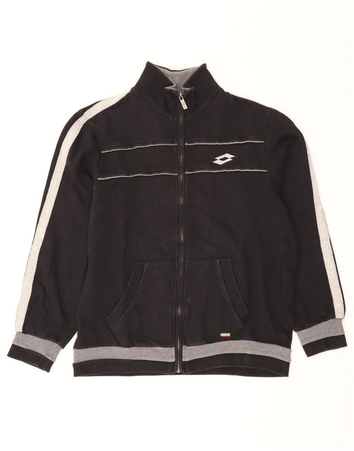 Lotto Womens Tracksuit Top Jacket UK 14 Medium Black Colourblock Cotton