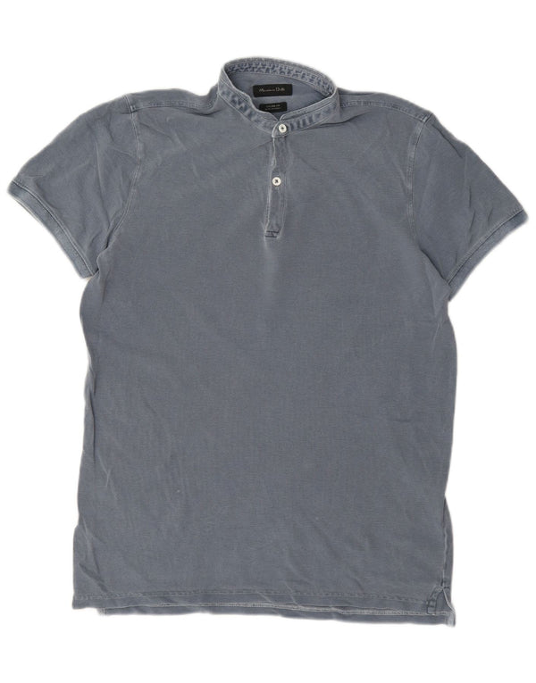 Massimo Dutti Mens Polo Shirt Small Navy Blue Cotton