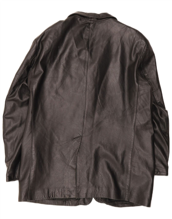 Vintage Mens Leather Jacket IT 54 2XL Black