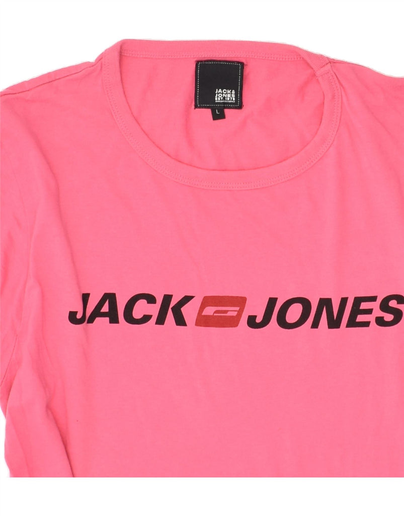 JACK & JONES Womens Graphic T-Shirt Top UK 14 Large Pink Cotton | Vintage Jack & Jones | Thrift | Second-Hand Jack & Jones | Used Clothing | Messina Hembry 