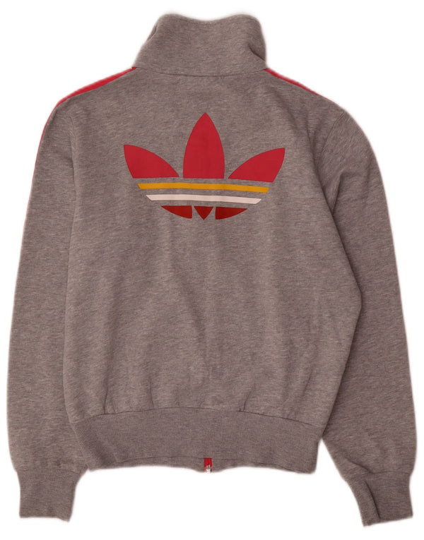 Adidas Womens Graphic Oversized Tracksuit Top Jacket UK 10 Small Grey