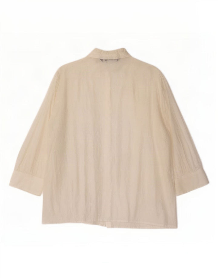 Zara Womens 3/4 Sleeve See Through Shirt Blouse UK 14 Medium White