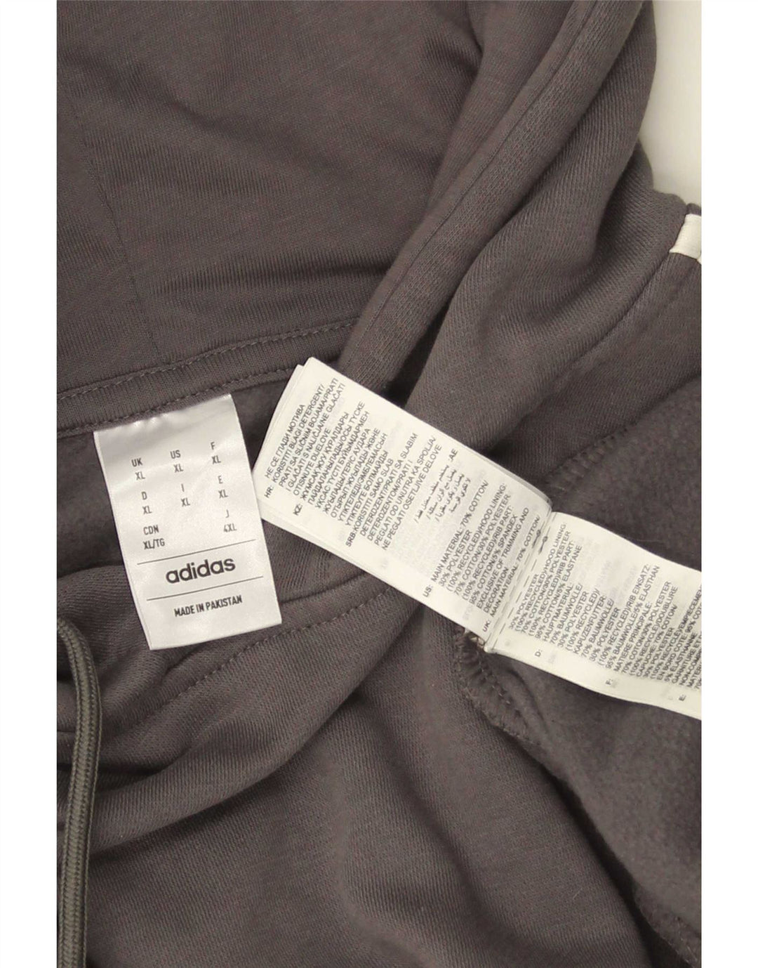 Adidas Mens Hoodie Jumper XL Grey Cotton