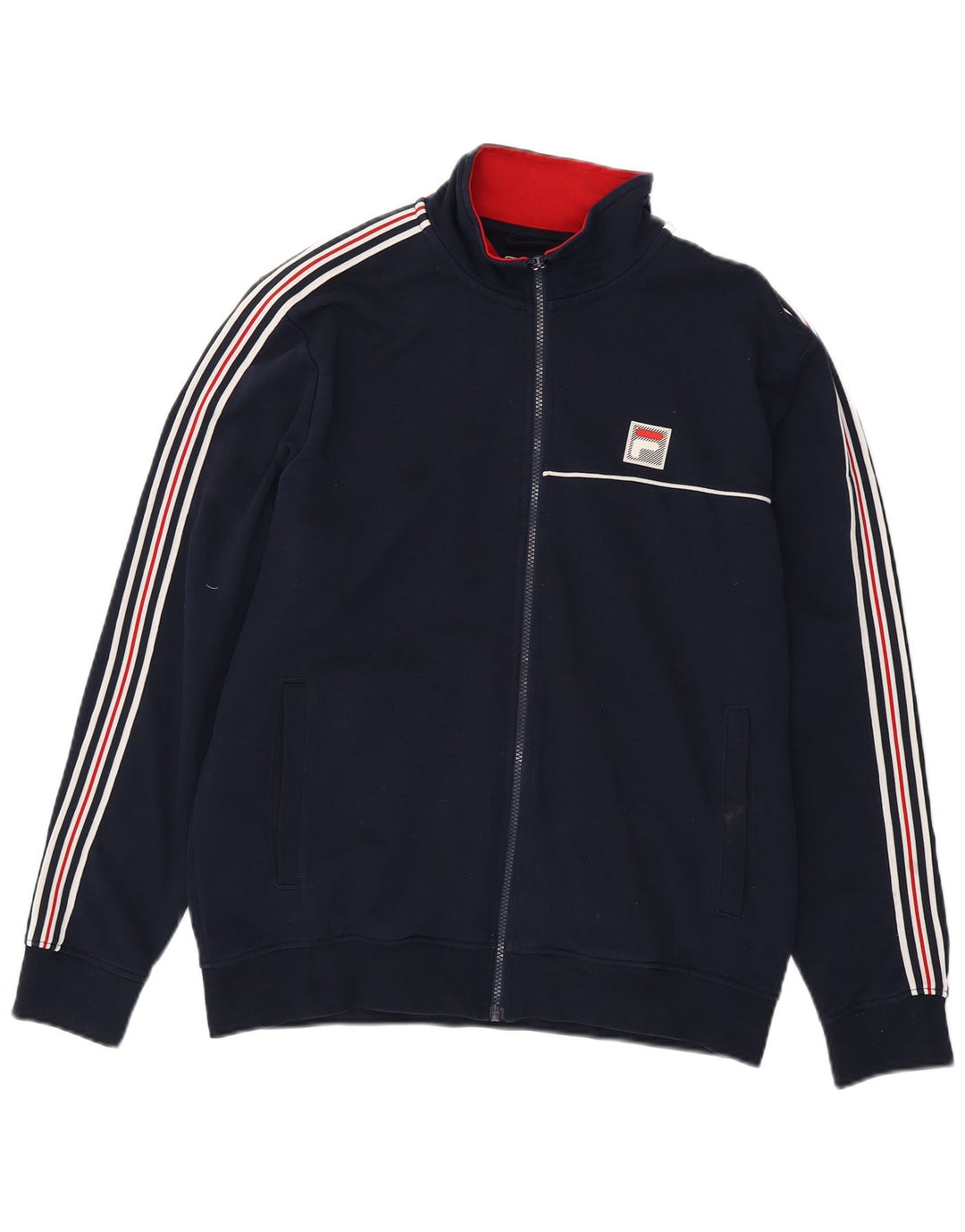 FILA Mens Tracksuit Top Jacket Large Navy Blue Cotton