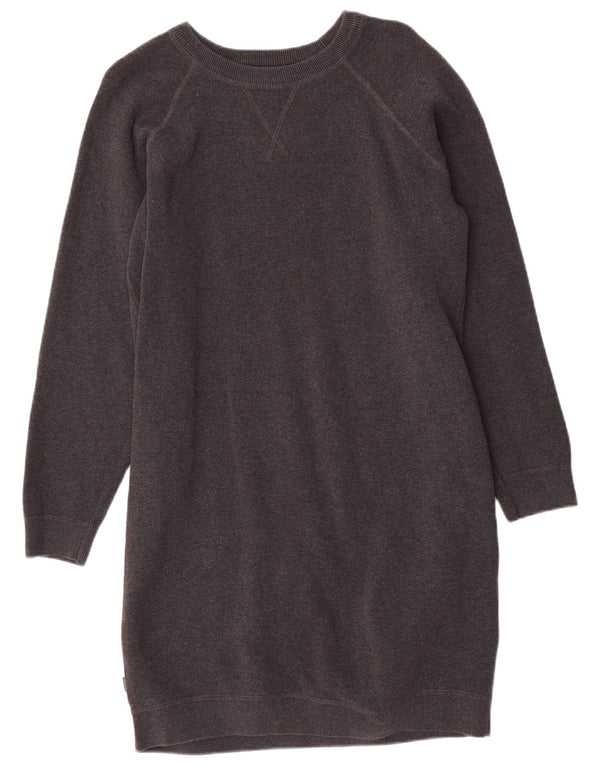 Superdry Womens Long Sleeve Jumper Dress UK 14 Large Grey Cotton