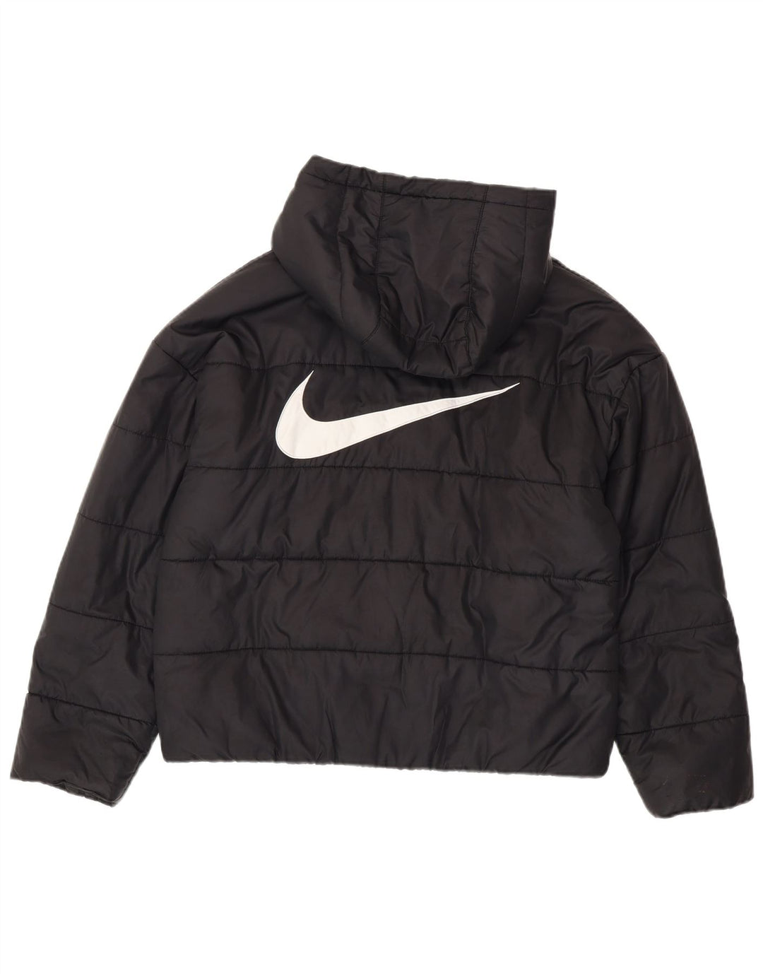 Nike Boys Graphic Hooded Padded Jacket 10-11 Years Medium Black Polyester