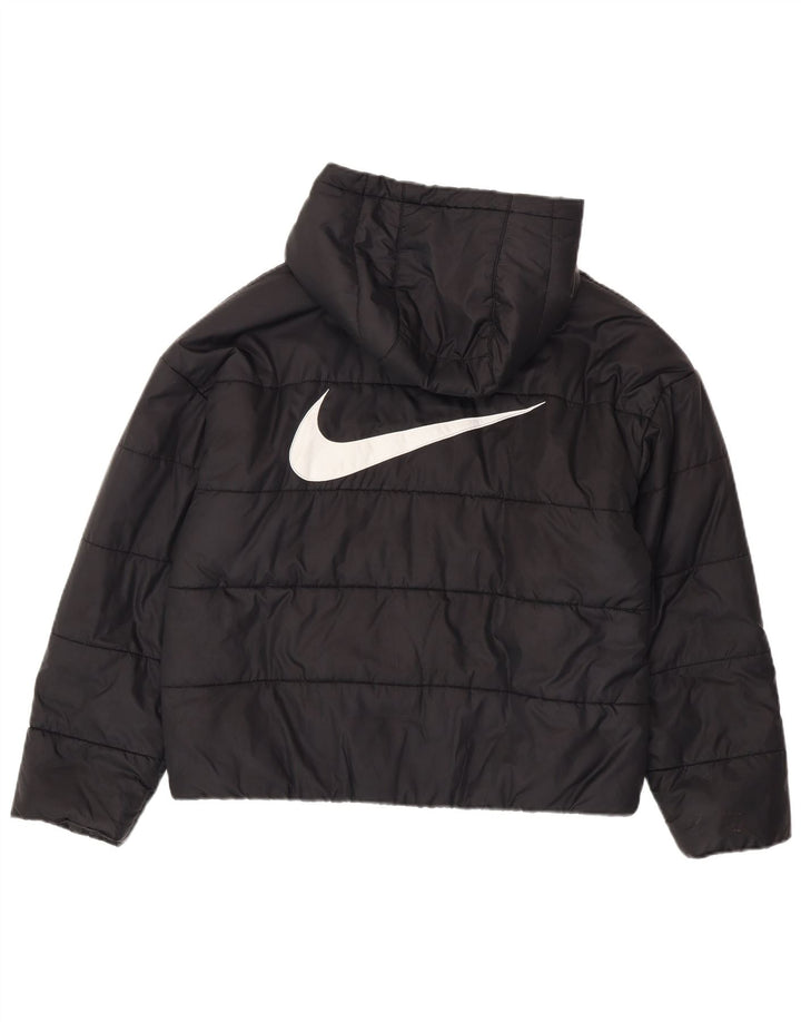 Nike Boys Graphic Hooded Padded Jacket 10-11 Years Medium Black Polyester
