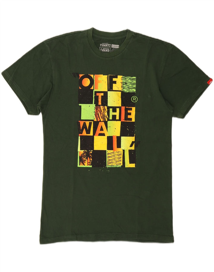 Vans Mens Classic Graphic T-Shirt Top Medium Green Colourblock Cotton