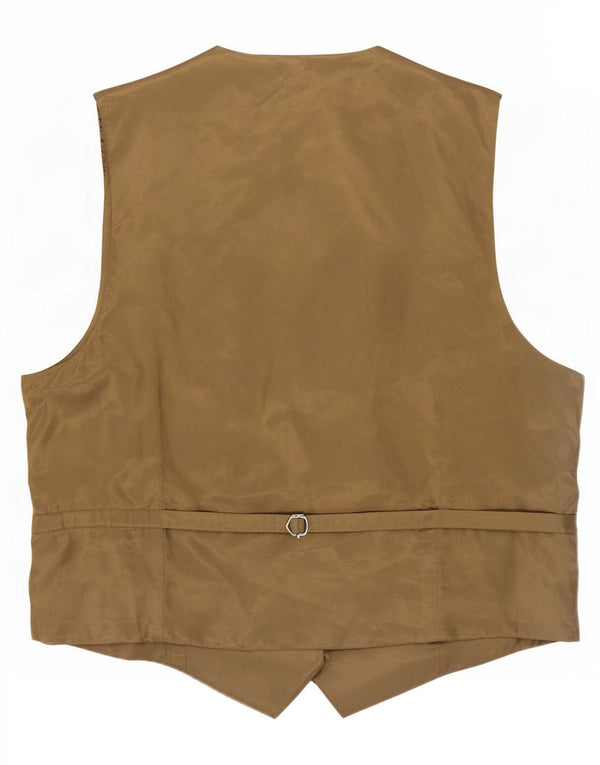 Harris Tweed Mens Waistcoat 2XL Khaki Herringbone Wool
