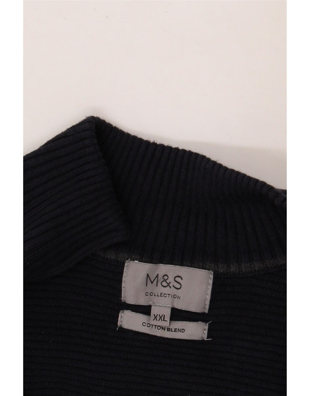 MARKS & SPENCER Mens Cardigan Sweater 2XL Navy Blue Cotton