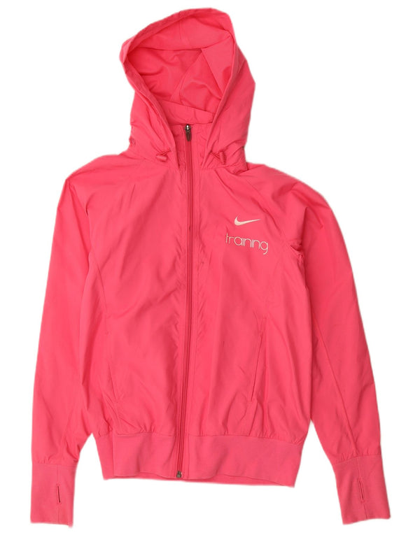 Nike Womens Graphic Hooded Tracksuit Top Jacket UK 8/10 Small Pink
