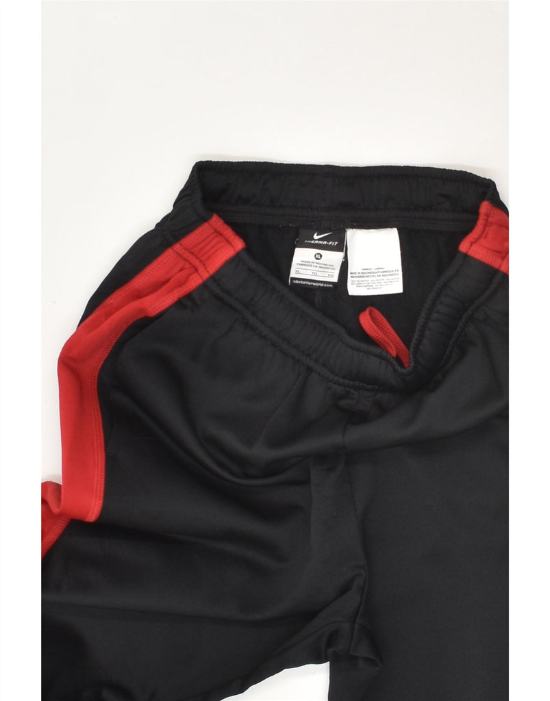 NIKE Boys Therma-Fit Tracksuit Trousers 13-14 Years XL Black Polyester | Vintage Nike | Thrift | Second-Hand Nike | Used Clothing | Messina Hembry 