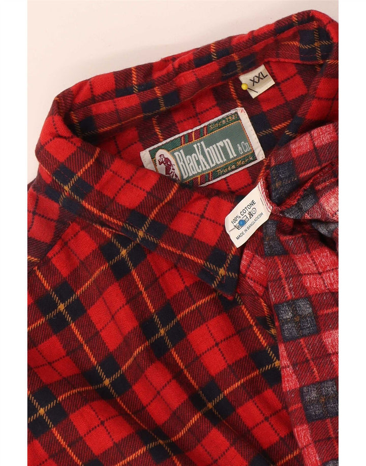 Vintage Mens Flannel Shirt 2XL Red Check Cotton