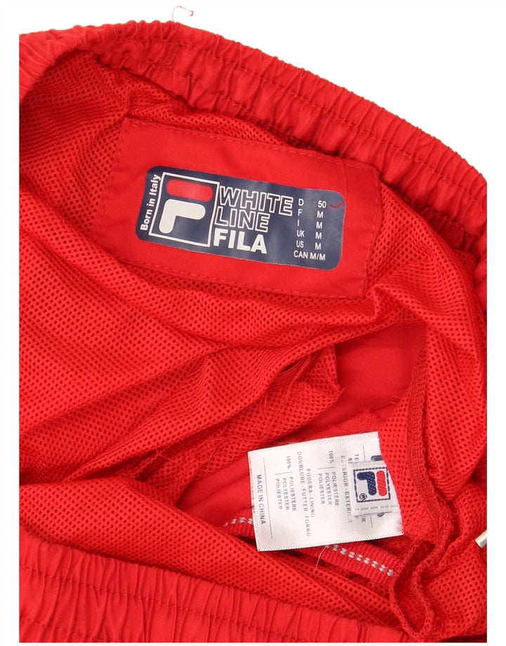FILA Mens White Line Sport Shorts Medium  Red Polyester