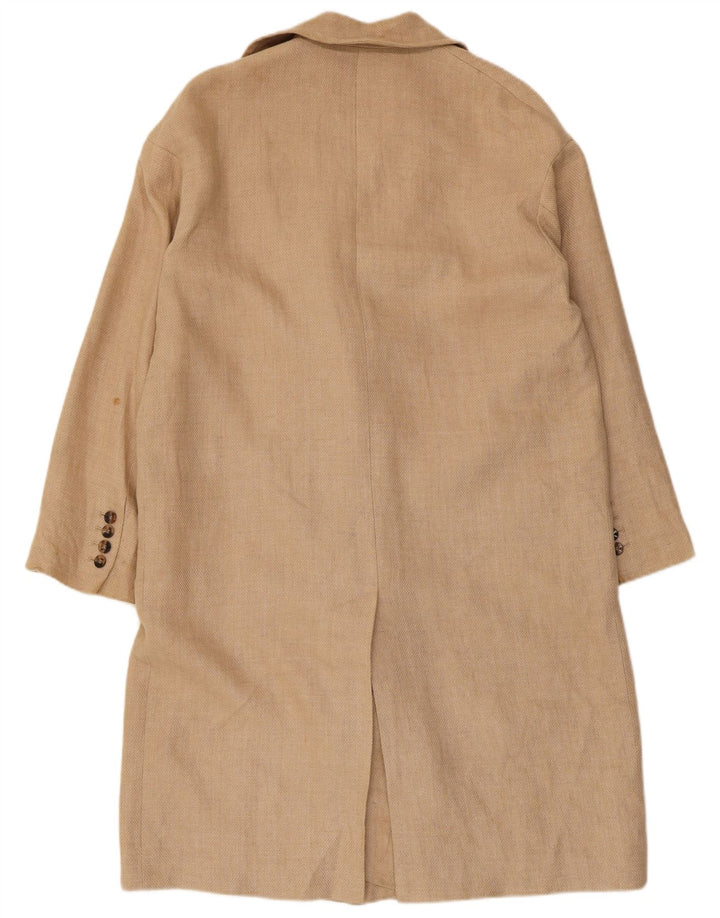 Zara Womens Double Breasted Coat UK 14 Medium Beige Viscose