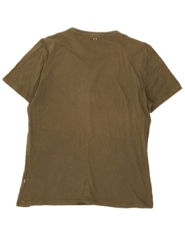 Napapijri Mens Graphic T-Shirt Top Large Khaki