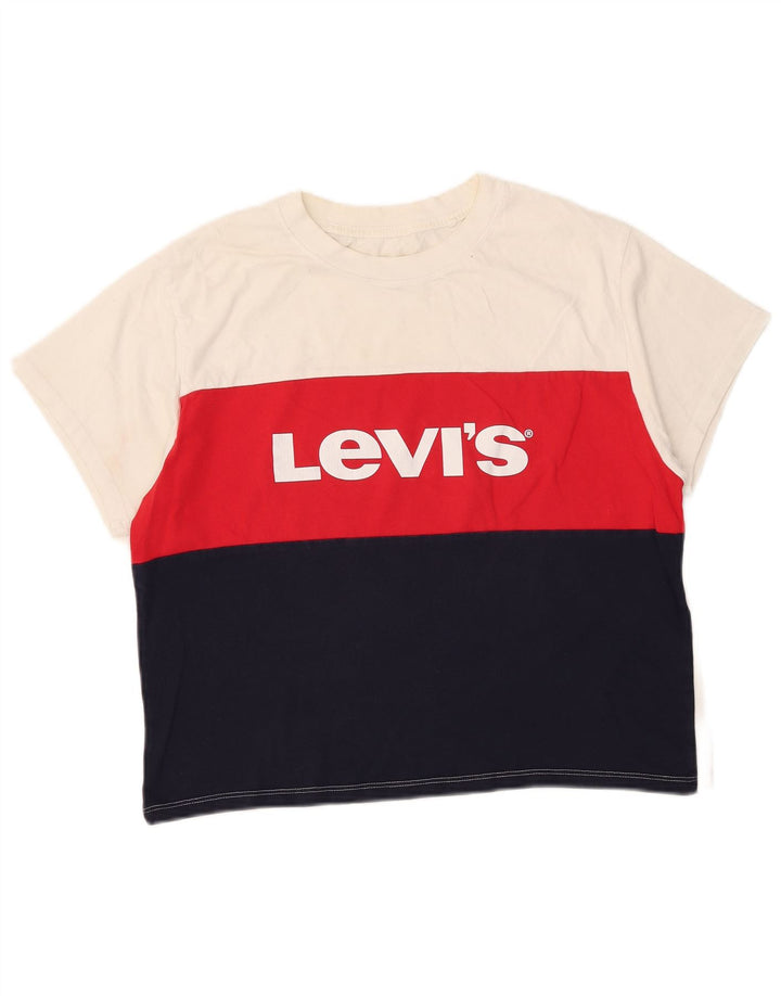 Levi's Womens Crop Graphic T-Shirt Top UK 10 Small Multicoloured