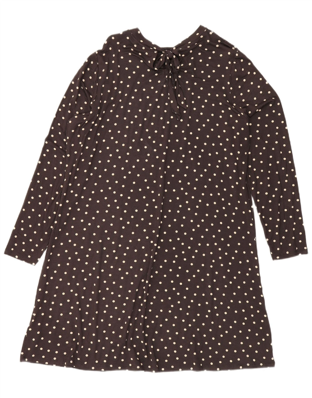 MARKS & SPENCER Womens Front Tie A-Line Dress UK 18 XL  Brown Polka Dot
