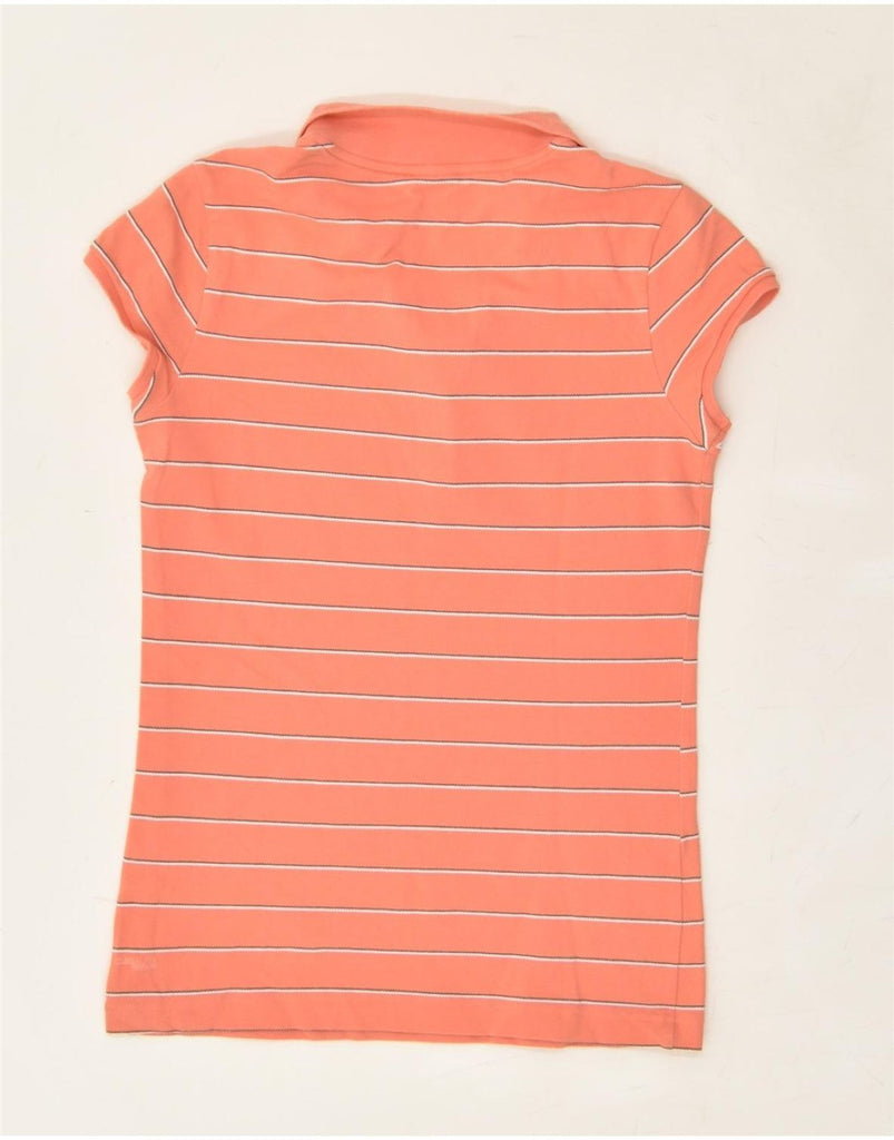 ADIDAS Womens Clima 365 Polo Shirt UK 12 Medium Orange Striped | Vintage Adidas | Thrift | Second-Hand Adidas | Used Clothing | Messina Hembry 