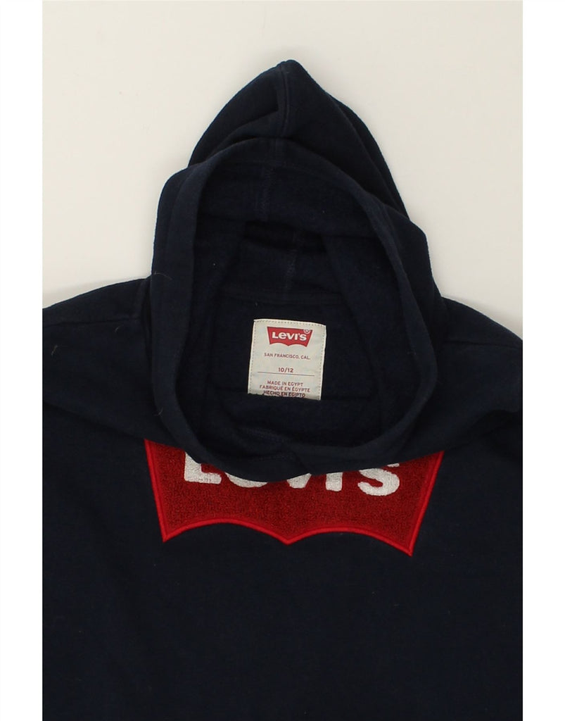 LEVI'S Boys Graphic Hoodie Jumper 10-11 Years Navy Blue Cotton | Vintage Levi's | Thrift | Second-Hand Levi's | Used Clothing | Messina Hembry 