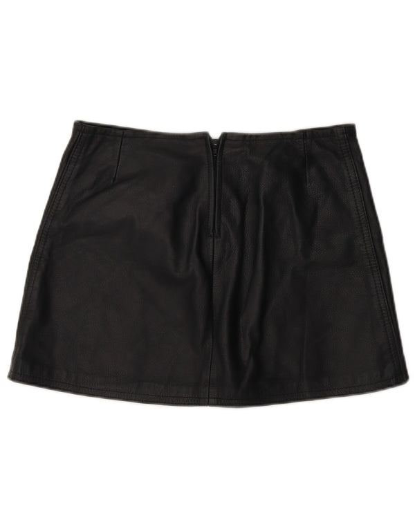 Vintage Womens Mini Leather Skirt W28 Medium Black