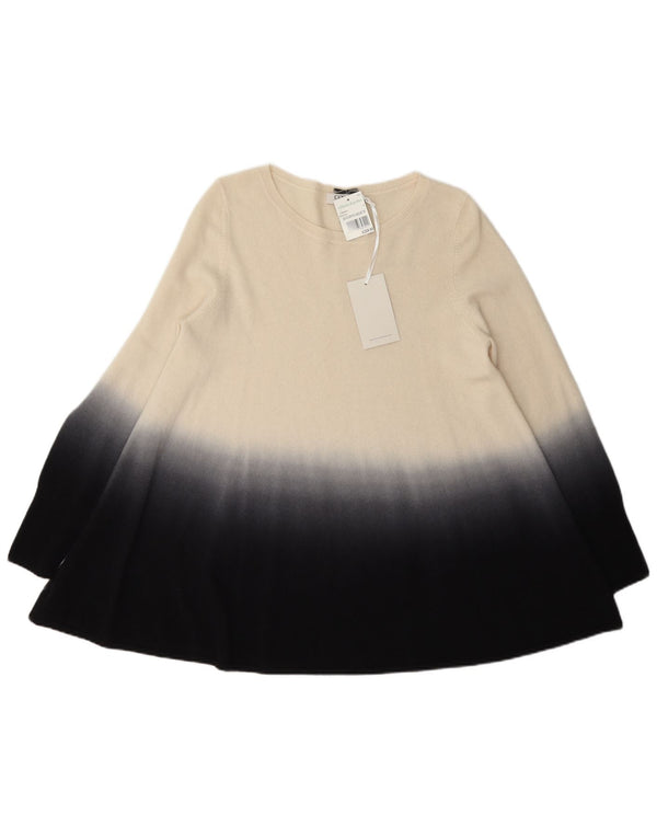 Cocoa Womens Boat Neck Jumper Sweater UK 12 Medium Beige Colourblock