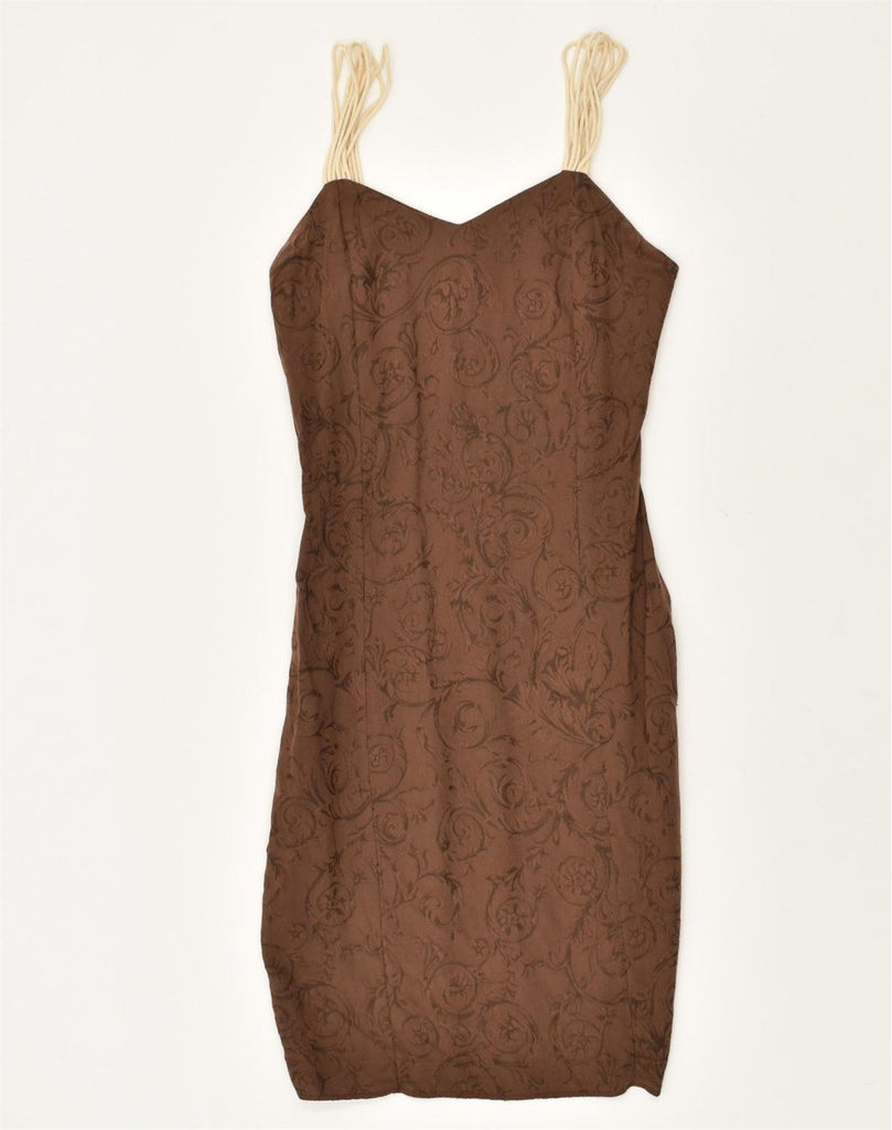 VINTAGE Womens Sleeveless Bodycon Dress UK 10 Small Brown Paisley | Vintage Vintage | Thrift | Second-Hand Vintage | Used Clothing | Messina Hembry 