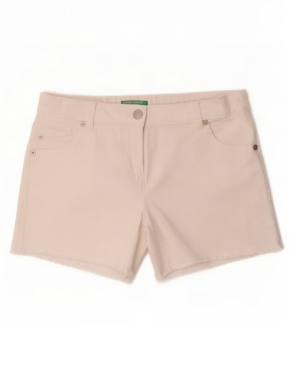Benetton Girls Denim Shorts 10-11 Years XL W26 White Cotton
