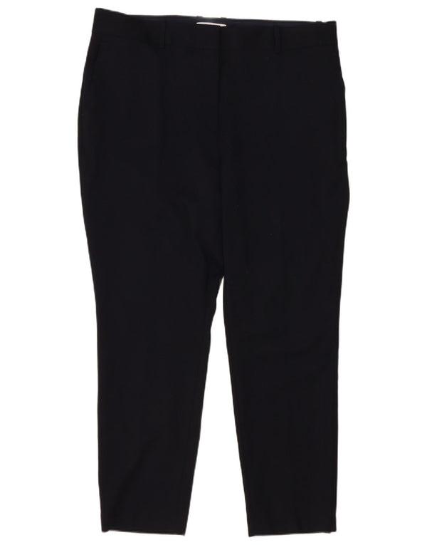 Reiss Womens Slim Fit Casual Trousers UK 18 XL W40 L29 Black Wool
