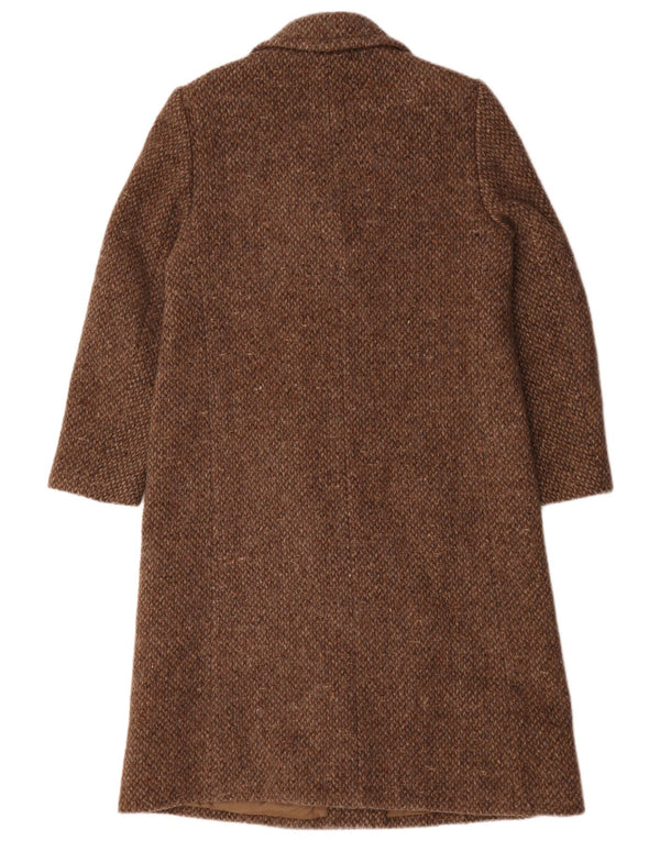 VINTAGE Womens Double Breasted Coat UK 14 Medium Brown