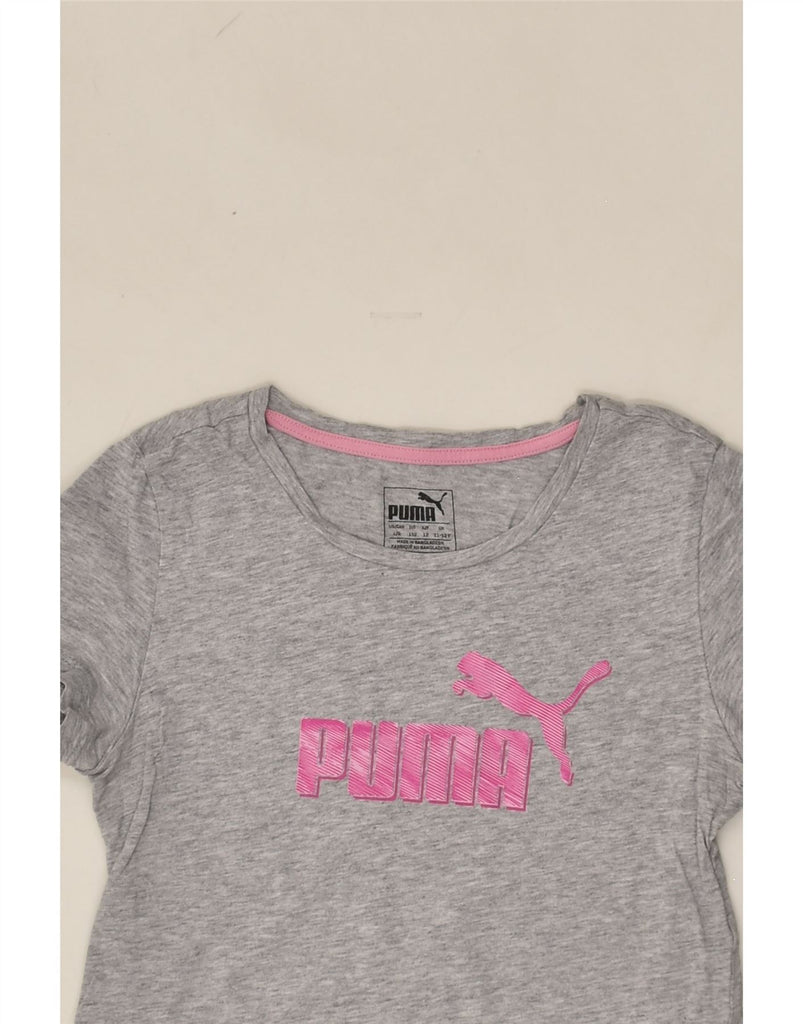 PUMA Girls Graphic T-Shirt Top 11-12 Years Grey Cotton | Vintage Puma | Thrift | Second-Hand Puma | Used Clothing | Messina Hembry 