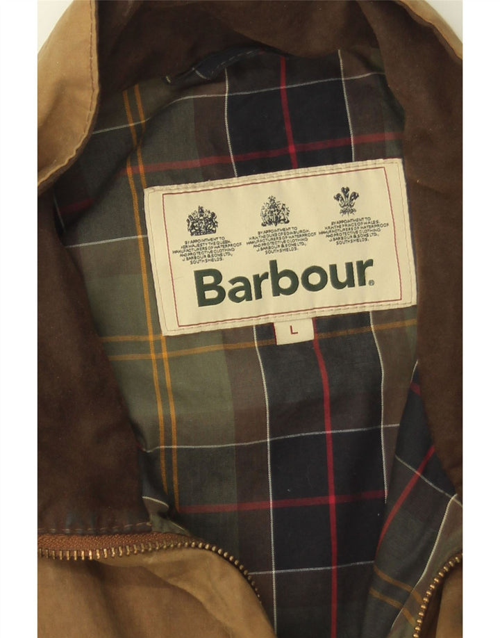Barbour Mens Waxed Cotton Jacket UK 40 Large Brown Cotton