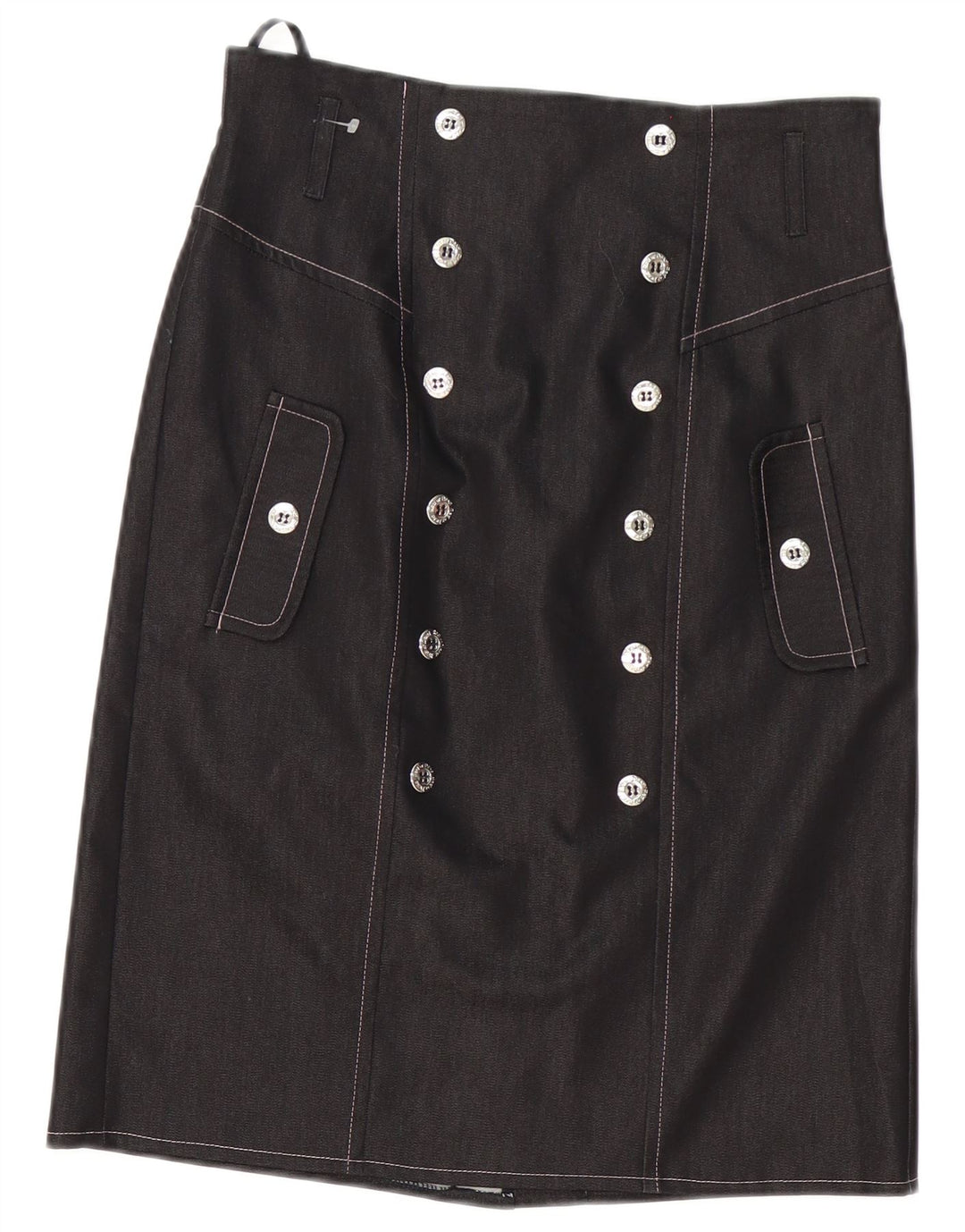 Red Or Dead Womens Straight Skirt UK 12 Medium W30 Grey Cotton