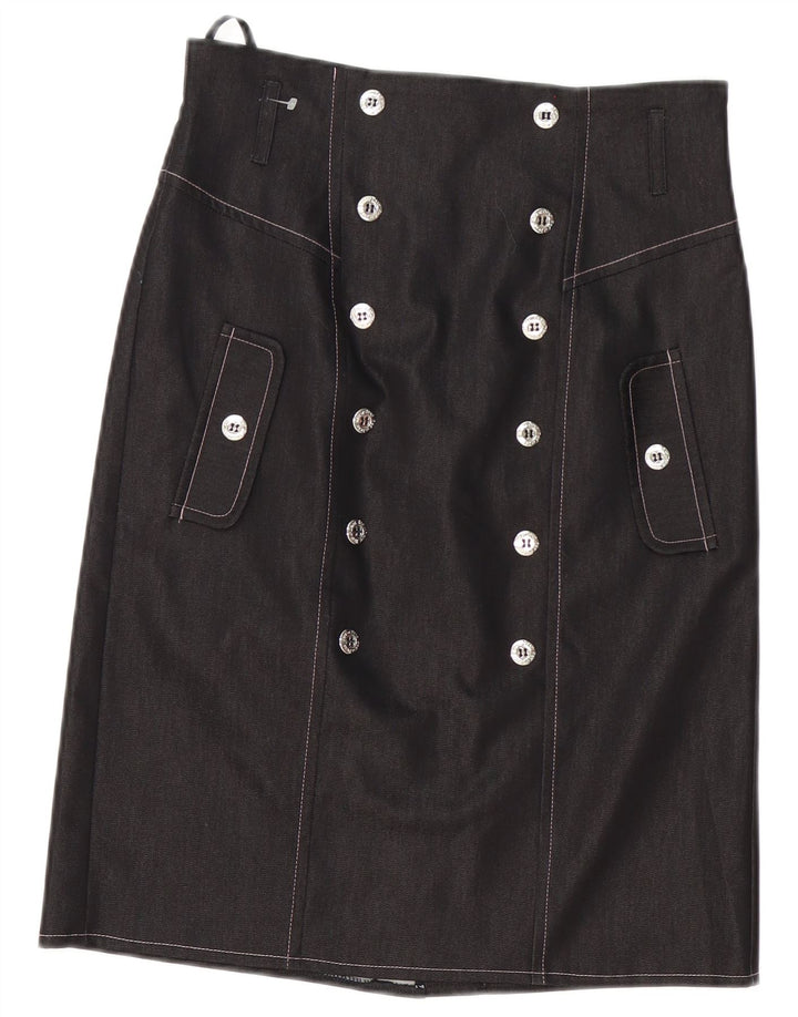 Red Or Dead Womens Straight Skirt UK 12 Medium W30 Grey Cotton