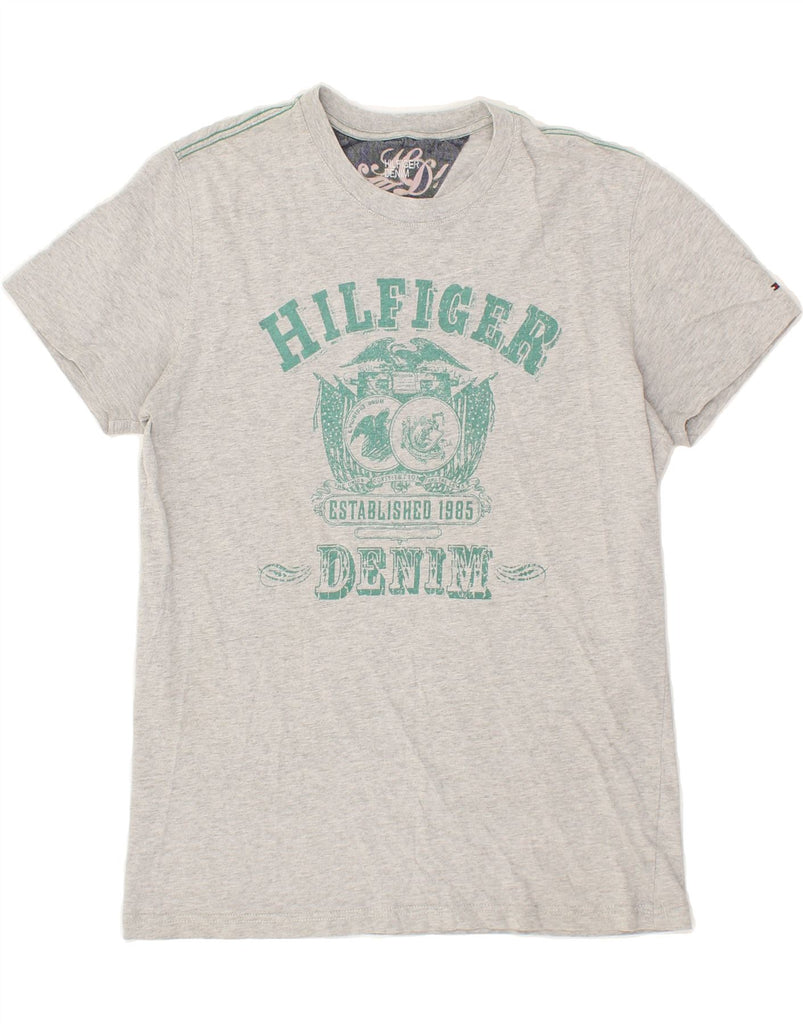 TOMMY HILFIGER Mens Graphic T-Shirt Top Medium Grey Cotton | Vintage Tommy Hilfiger | Thrift | Second-Hand Tommy Hilfiger | Used Clothing | Messina Hembry 