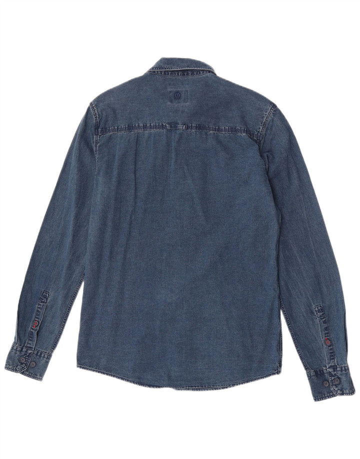 Fat Face Mens Slim Fit Denim Shirt Small Blue Cotton