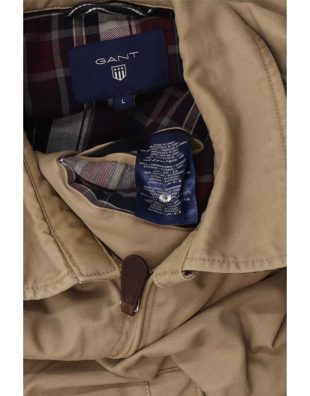 Gant Mens Bomber Jacket UK 40 Large Beige Cotton