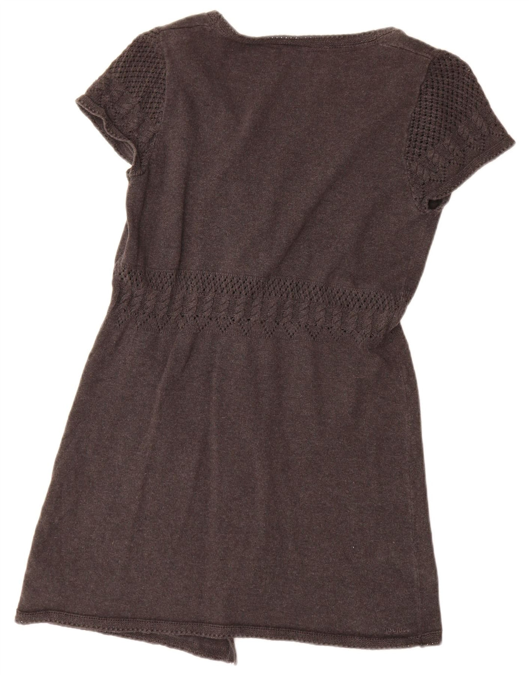 Fat Face Womens Longline Short Sleeve Cardigan Sweater UK 12 Medium Grey