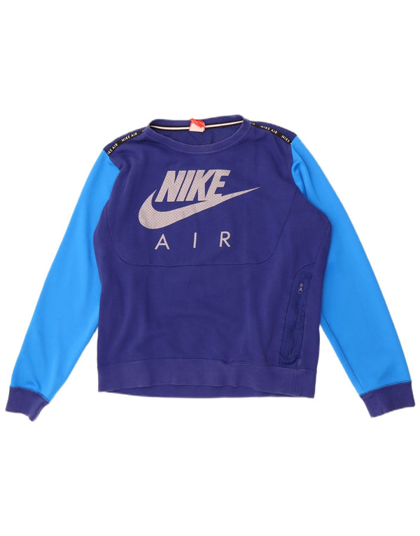 Nike Mens Graphic Sweatshirt Jumper Medium Blue Colourblock Cotton