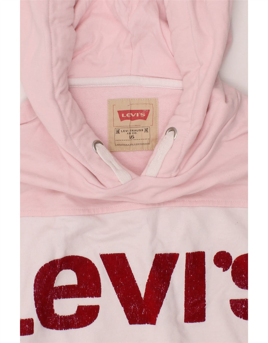 LEVI'S Girls Graphic Hoodie Jumper 15-16 Years Pink Cotton Vintage Levi's and Second-Hand Levi's from Messina Hembry 